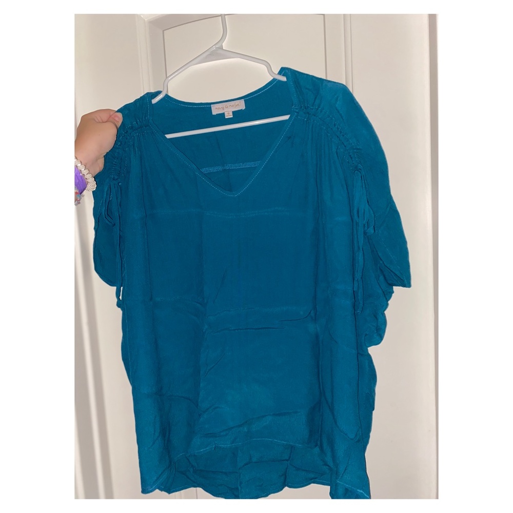 Aqua Mary And Mabel Drawstring Shoulder Top